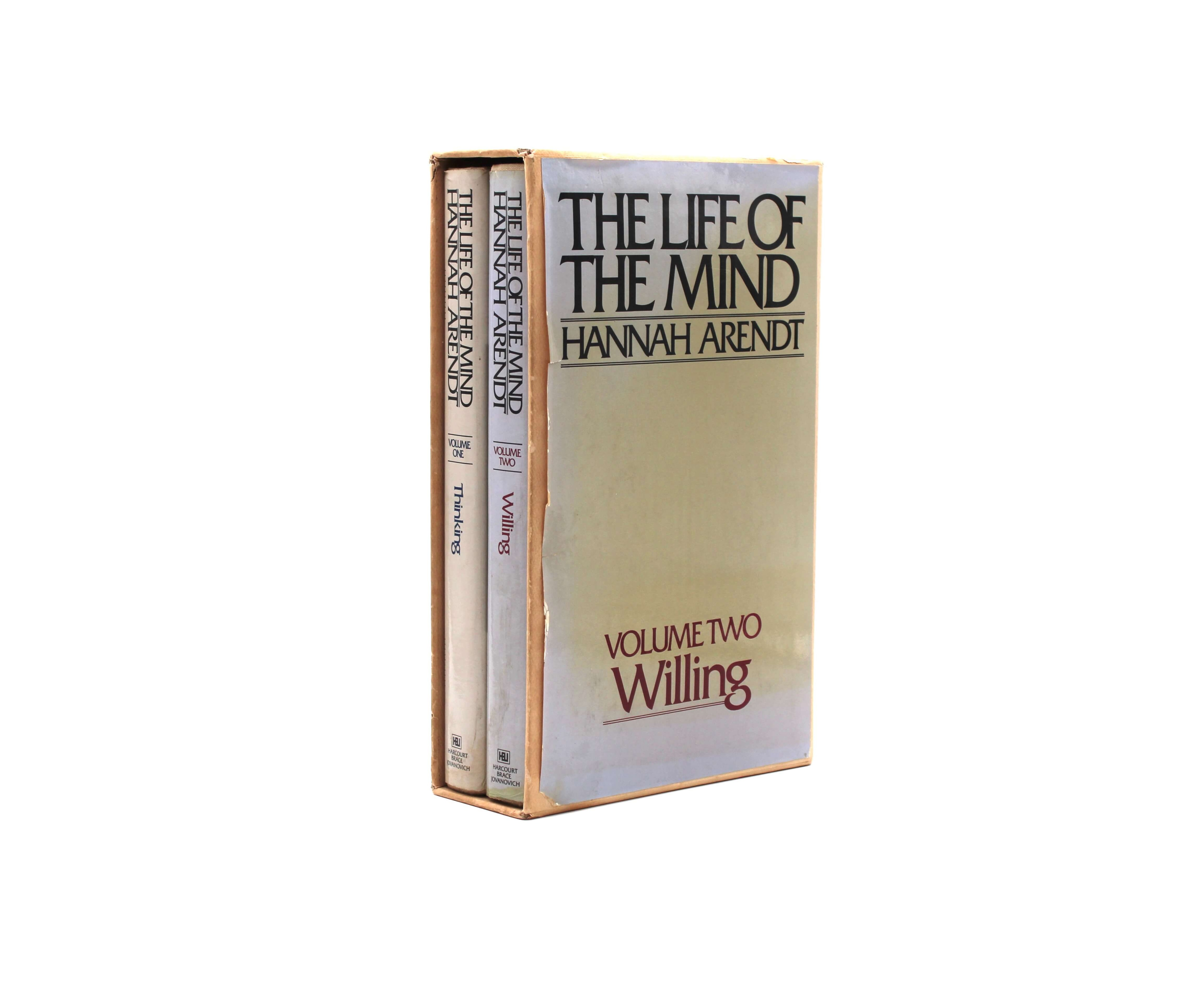 The Life of the Mind. By Hannah Arendt. First Editions, Second Printings. Harcourt, Brace, Jovanovich. New York, 1978.